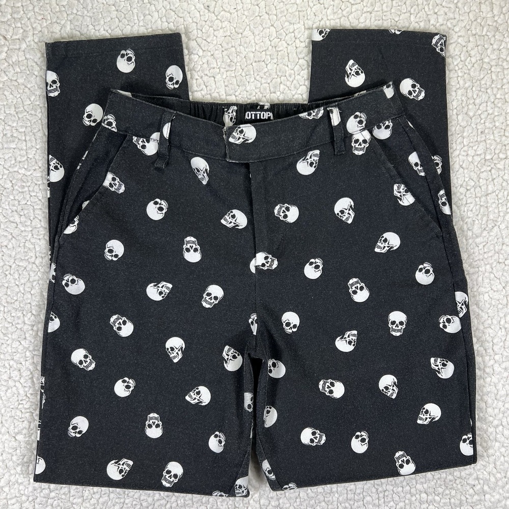 Hot Topic‎ Pants Size Small 26x28 Black All Over Skull Print Goth Punk